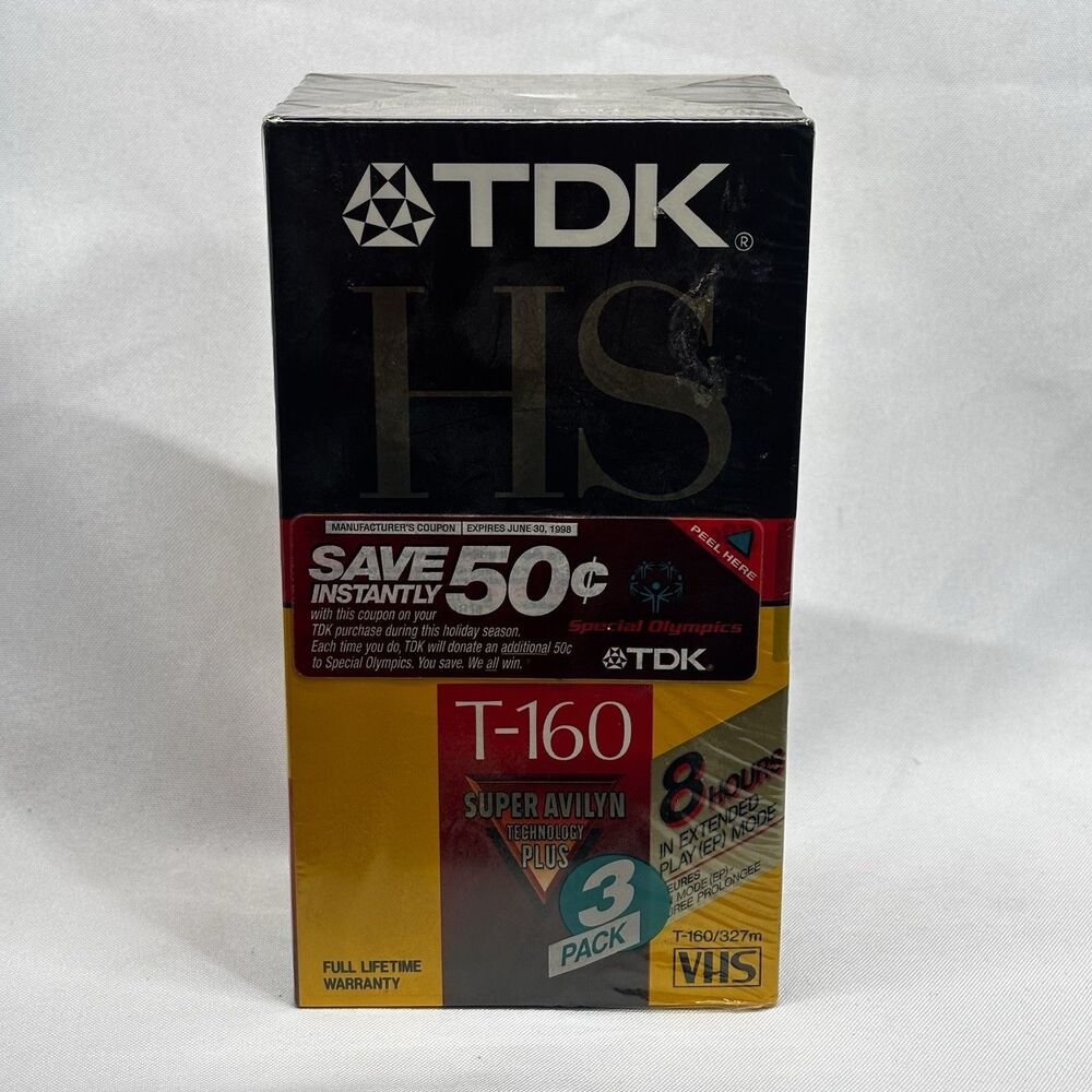 3 Pack New Sealed TDK T-160 HS VHS Tapes Blank Video Cassette High Standard